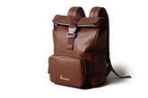 Leather Roll-Top Backpack in Deep Brown