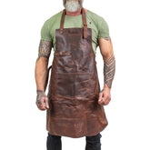 Classic Leather Work Apron - Rustic Brown