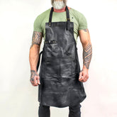 Classic Leather Work Apron - Deep Black