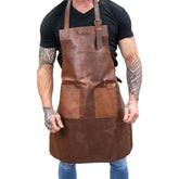 Double Pocket Leather Apron - Brown