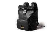 Leather Roll-Top Backpack in Black