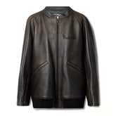 Peltskin Kengia Distressed Leather Bomber Jacket