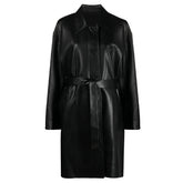 Peltskin Belted Faux-Leather Trench Coat