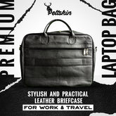 Peltskin Black Laptop Bag – Stylish and Practical Leather Briefcase
