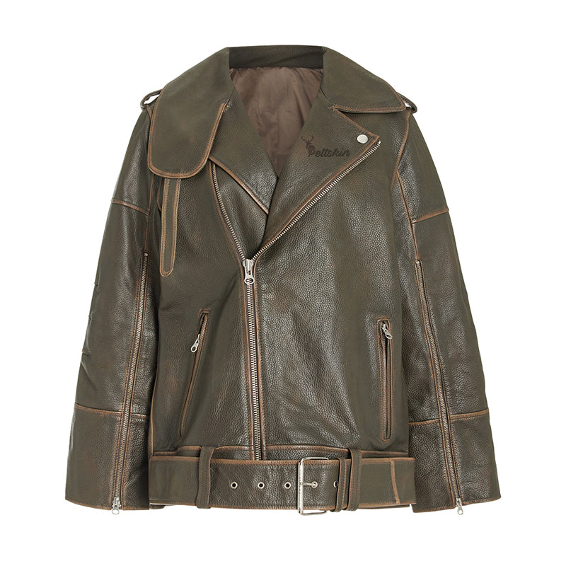 Peltskin Beatrisse Oversized Leather Moto Jacket
