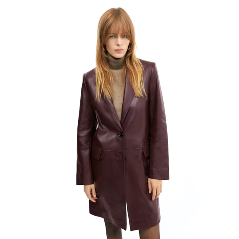 Peltskin Nappa Leather Coat with Lapels