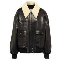 Peltskin Shellar Shearling-Trimmed Leather Bomber Jacket