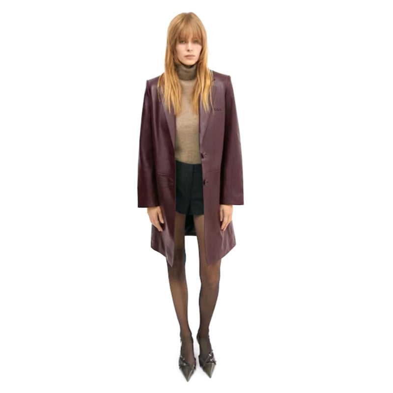 Peltskin Nappa Leather Coat with Lapels