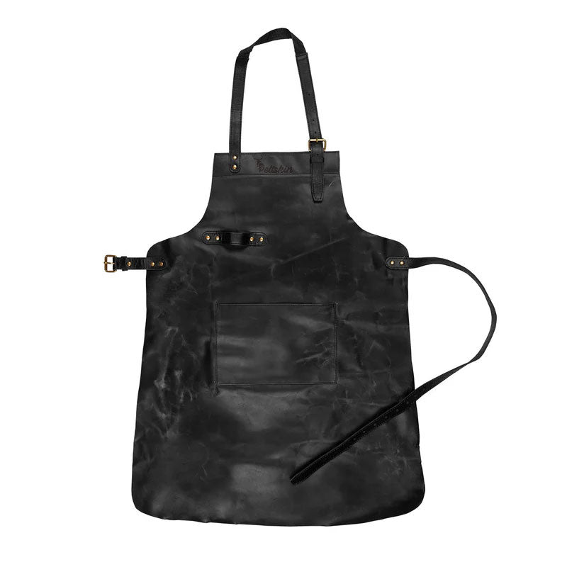 Classic Leather Work Apron - Deep Black