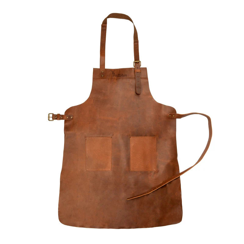 Double Pocket Leather Apron - Brown