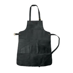 Multi-Pocket Leather Work Apron - Charcoal Black