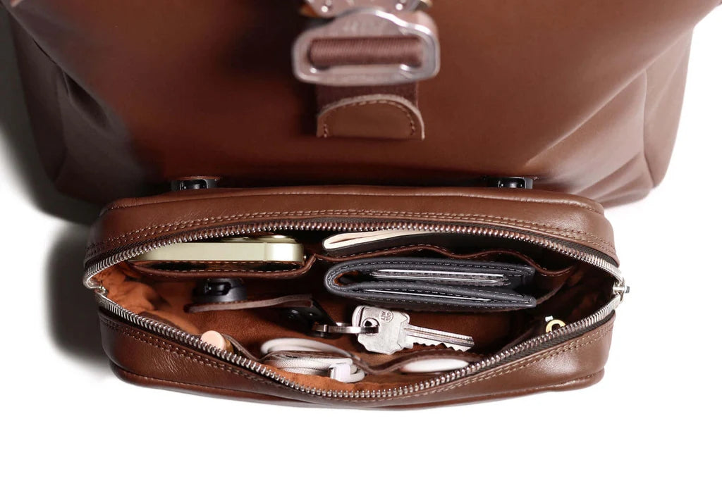 Leather Roll-Top Backpack in Deep Brown