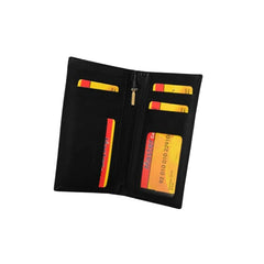 Peltskin Men's Long Fold Genuine Leather Book Wallet – Black