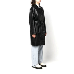 Peltskin Belted Faux-Leather Trench Coat