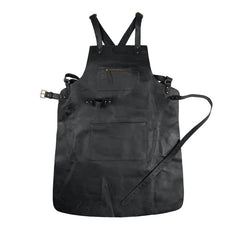 Cross Back Leather Apron - Jet Black