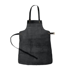 Multi-Pocket Leather Work Apron - Charcoal Black