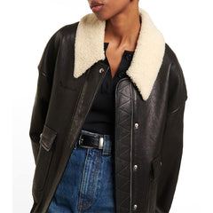Peltskin Shellar Shearling-Trimmed Leather Bomber Jacket