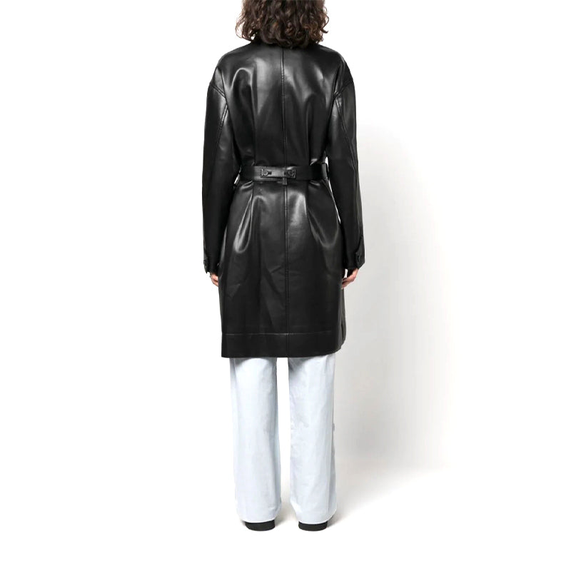 Peltskin Belted Faux-Leather Trench Coat