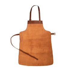 Multi-Pocket Leather Work Apron - Rustic Brown