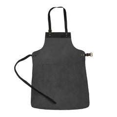 Double Pocket Leather Work Apron - Charcoal Black