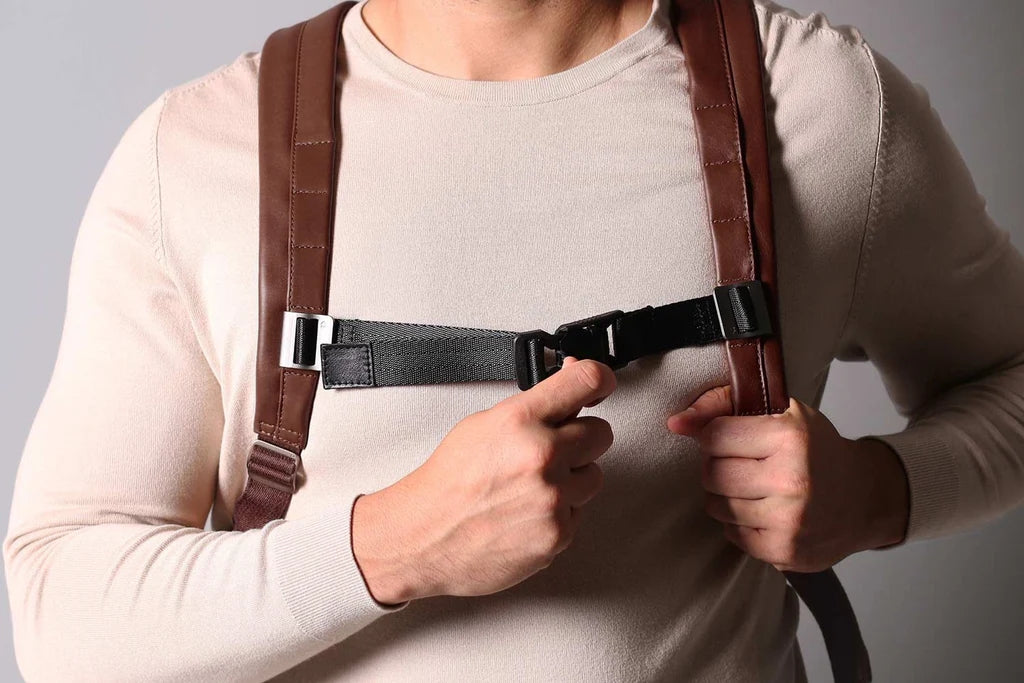 Leather Roll-Top Backpack in Deep Brown