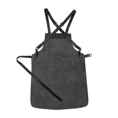 Cross Back Leather Apron - Jet Black