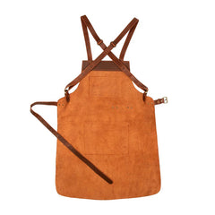 Cross Back Leather Work Apron - Rustic Brown
