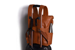 Leather Roll-Top Backpack in Tan