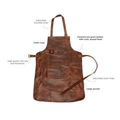 Classic Leather Work Apron - Rustic Brown