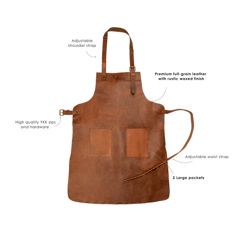 Double Pocket Leather Apron - Brown
