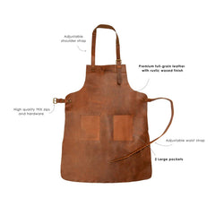 Double Pocket Leather Apron - Brown