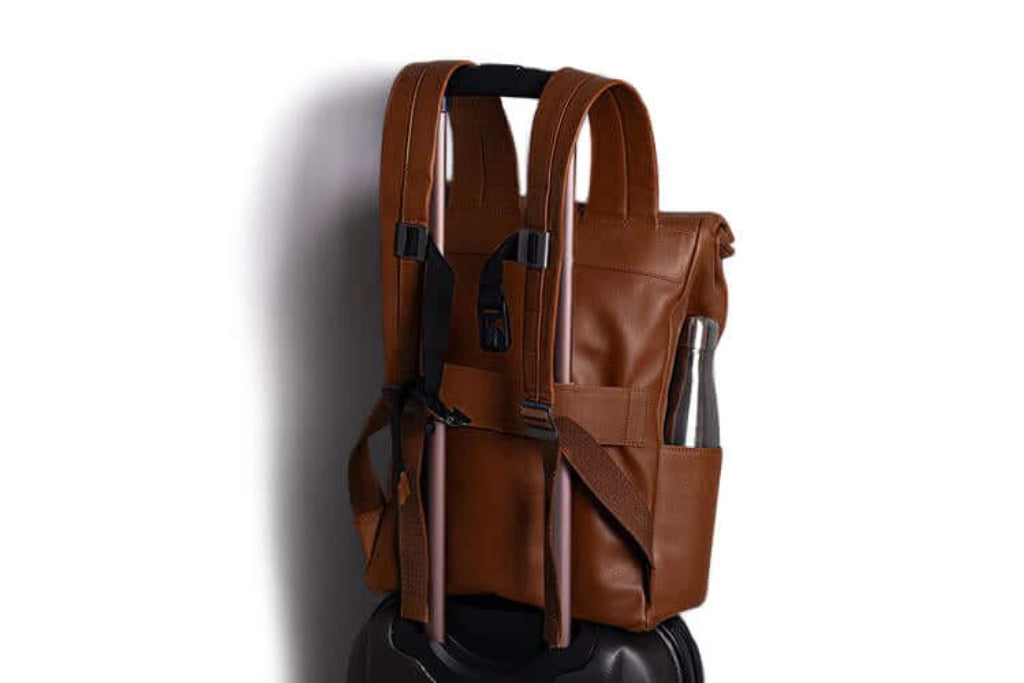 Leather Roll-Top Backpack in Deep Brown