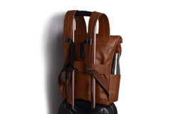 Leather Roll-Top Backpack in Deep Brown