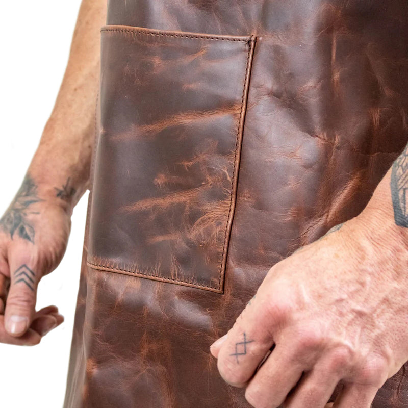 Classic Leather Work Apron - Rustic Brown