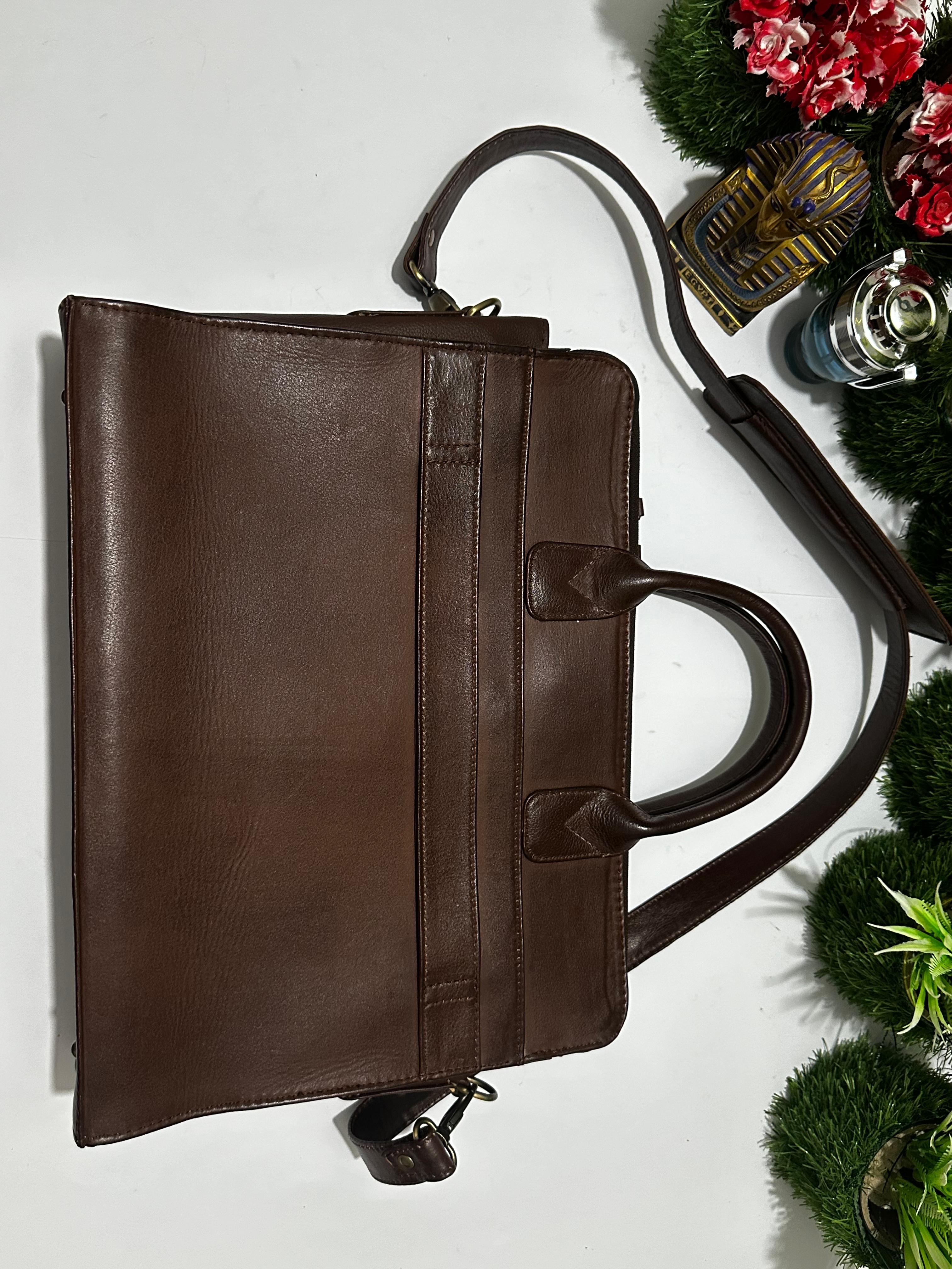 Peltskin Dark Brown Laptop Bag – Elegant and Functional Leather Briefcase