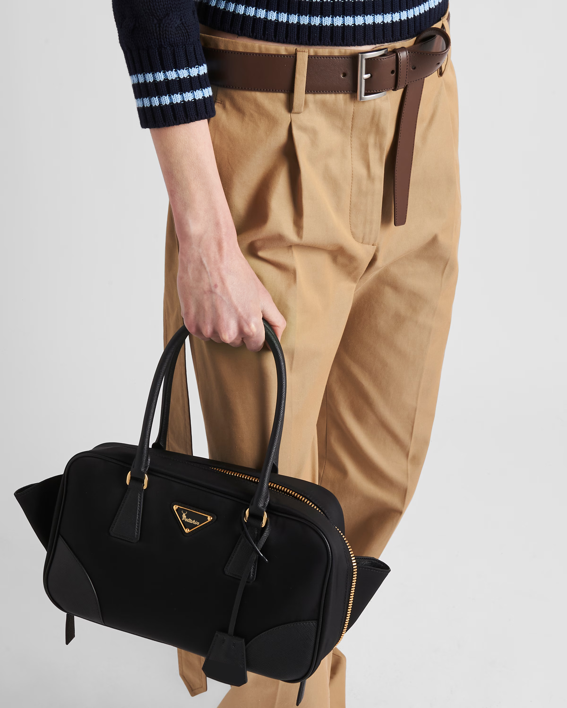 Peltskin Re-Edition 1978 Small Re-Nylon and Saffiano Leather Two-Handle Bag