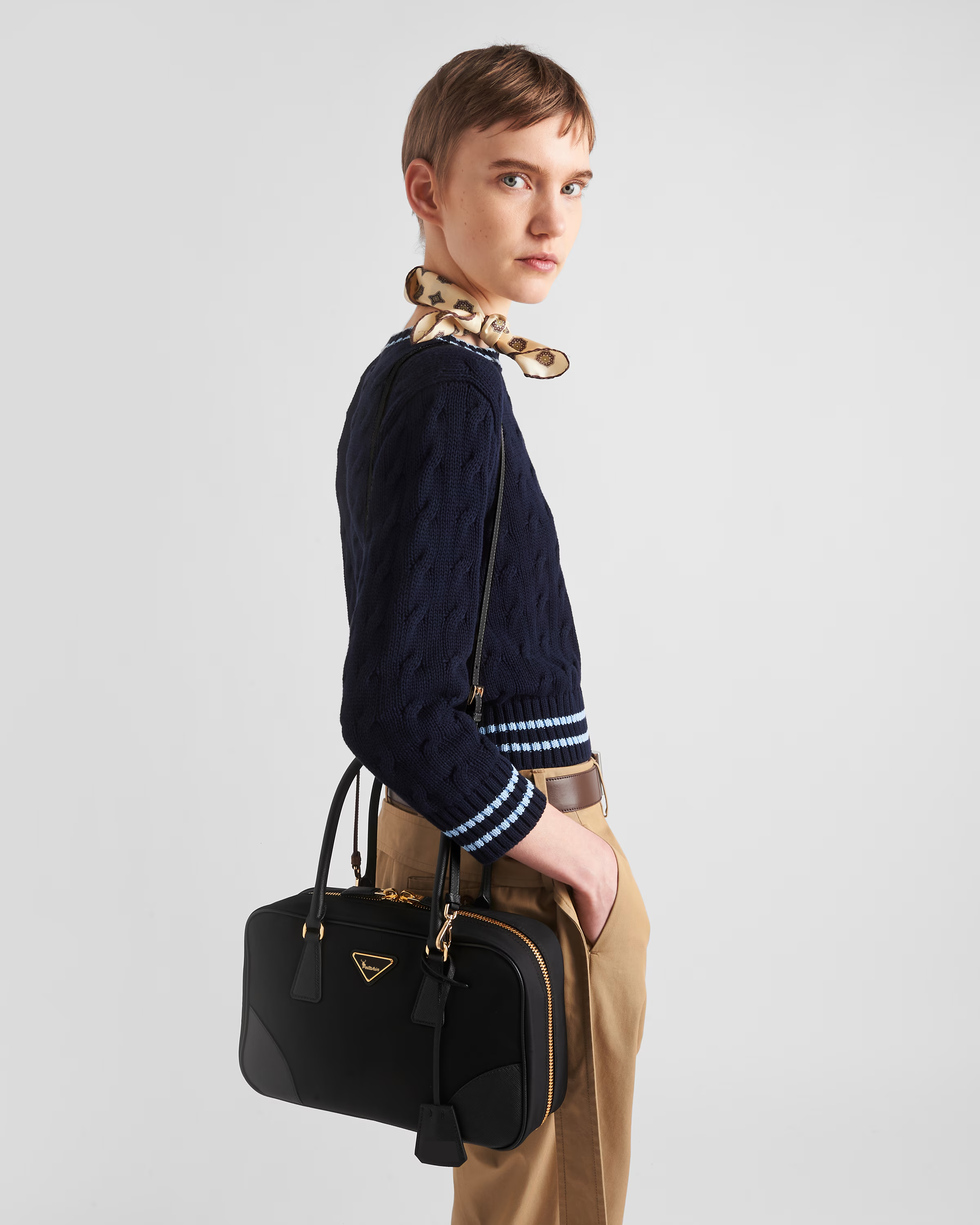 Peltskin Re-Edition 1978 Small Re-Nylon and Saffiano Leather Two-Handle Bag