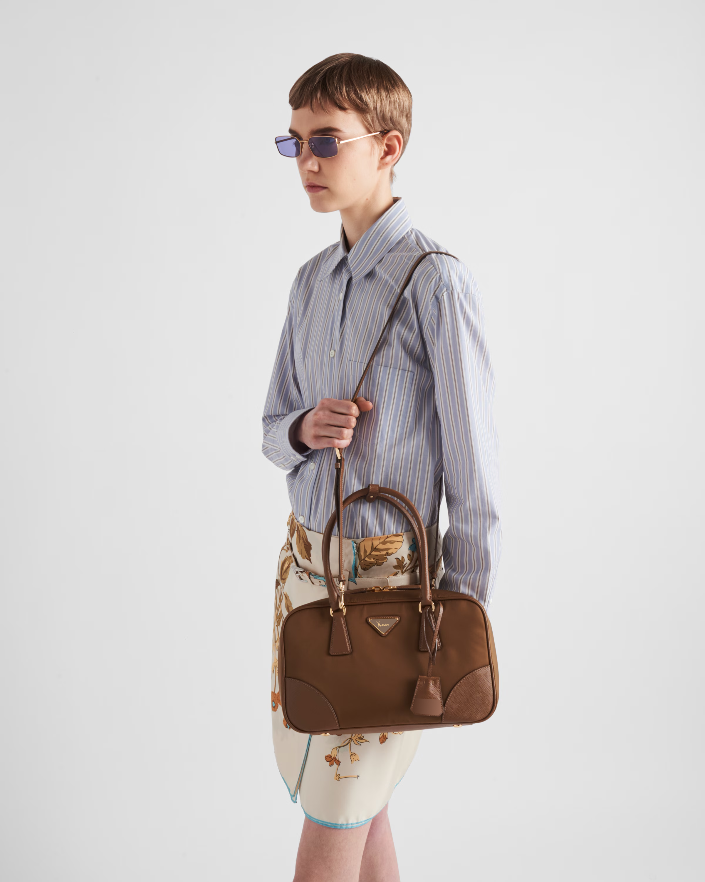 Peltskin Re-Edition 1978 Small Re-Nylon and Saffiano Leather Two-Handle Bag