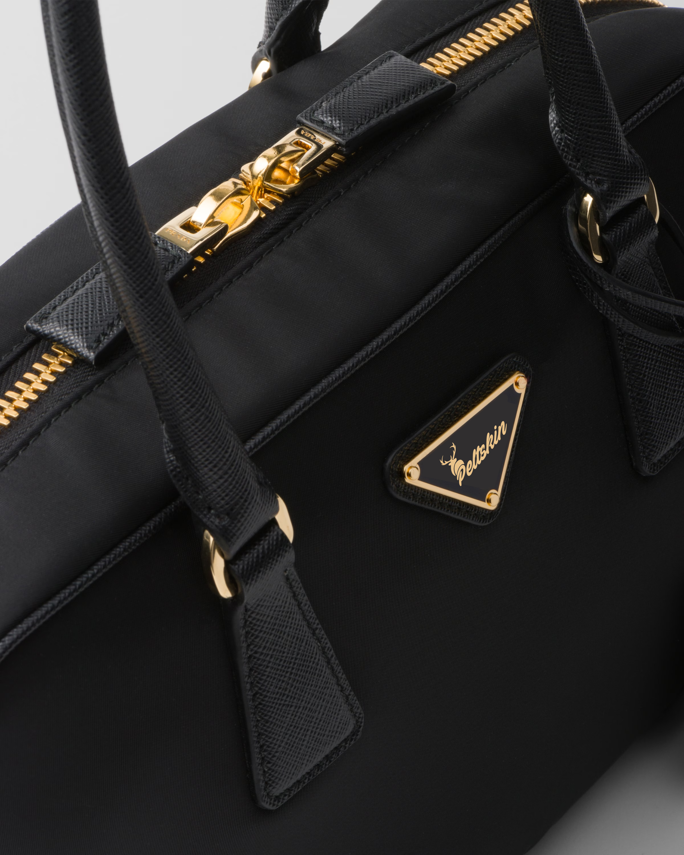 Peltskin Re-Edition 1978 Small Re-Nylon and Saffiano Leather Two-Handle Bag