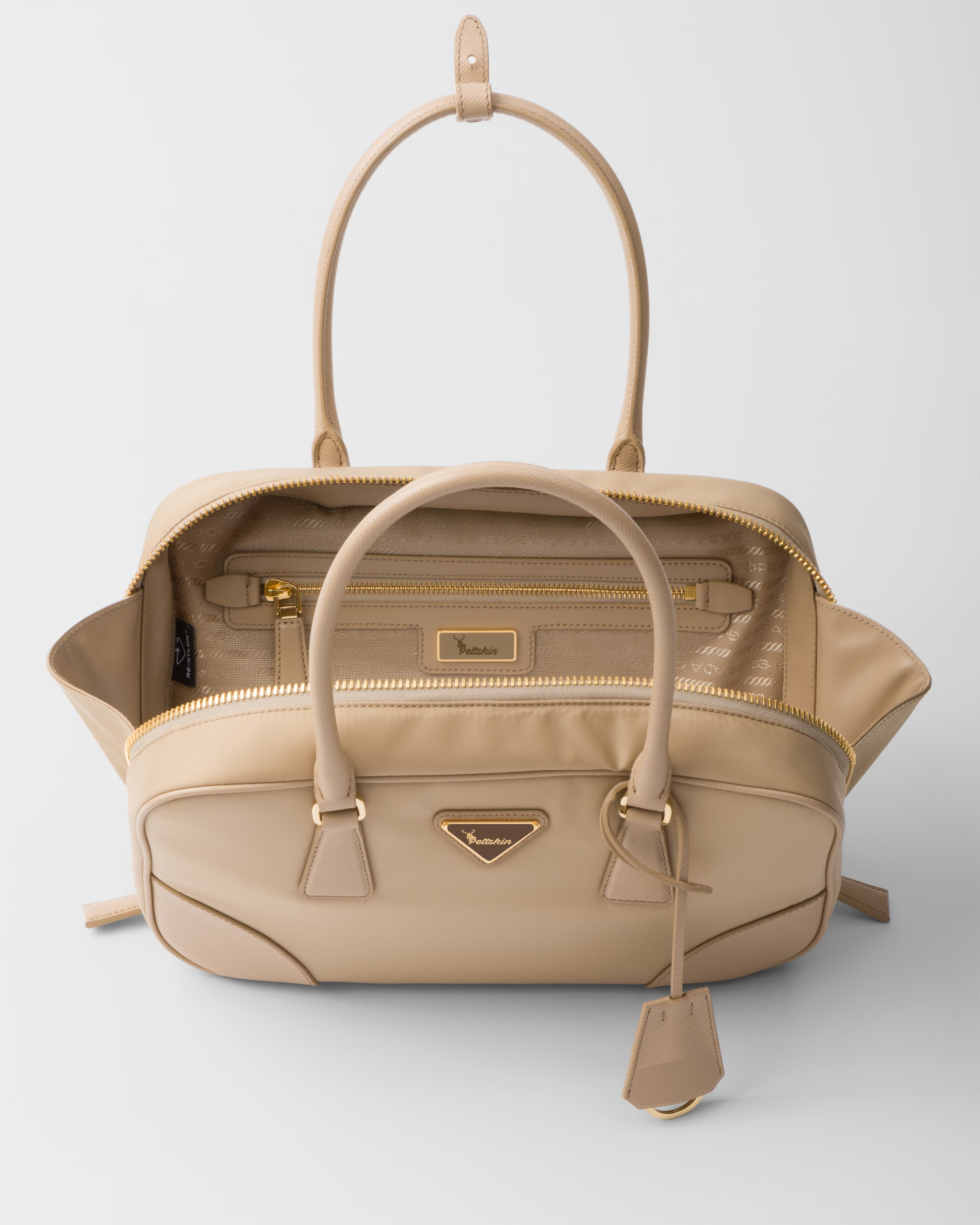 Peltskin Re-Edition 1978 Small Re-Nylon and Saffiano Leather Two-Handle Bag