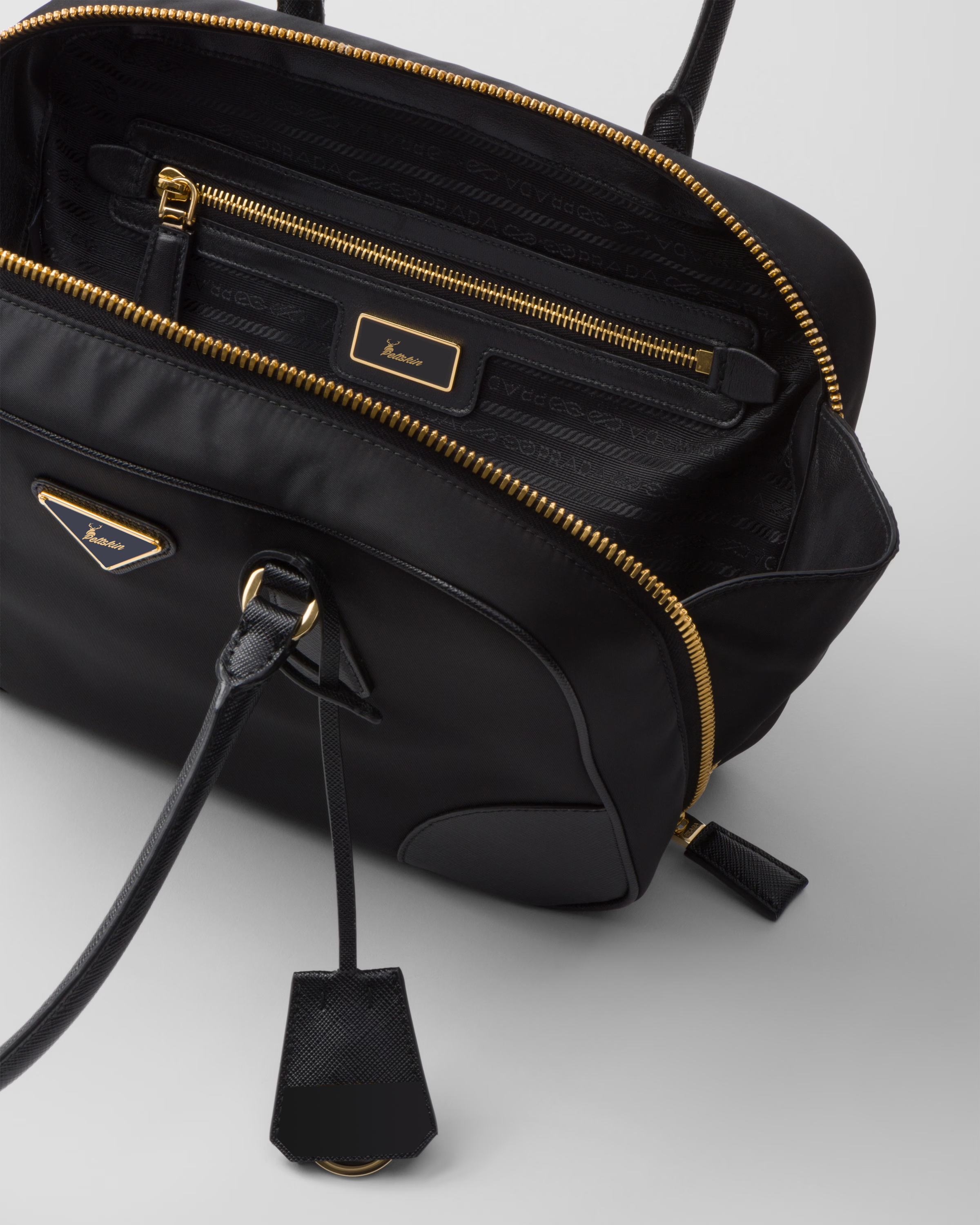 Peltskin Re-Edition 1978 Small Re-Nylon and Saffiano Leather Two-Handle Bag