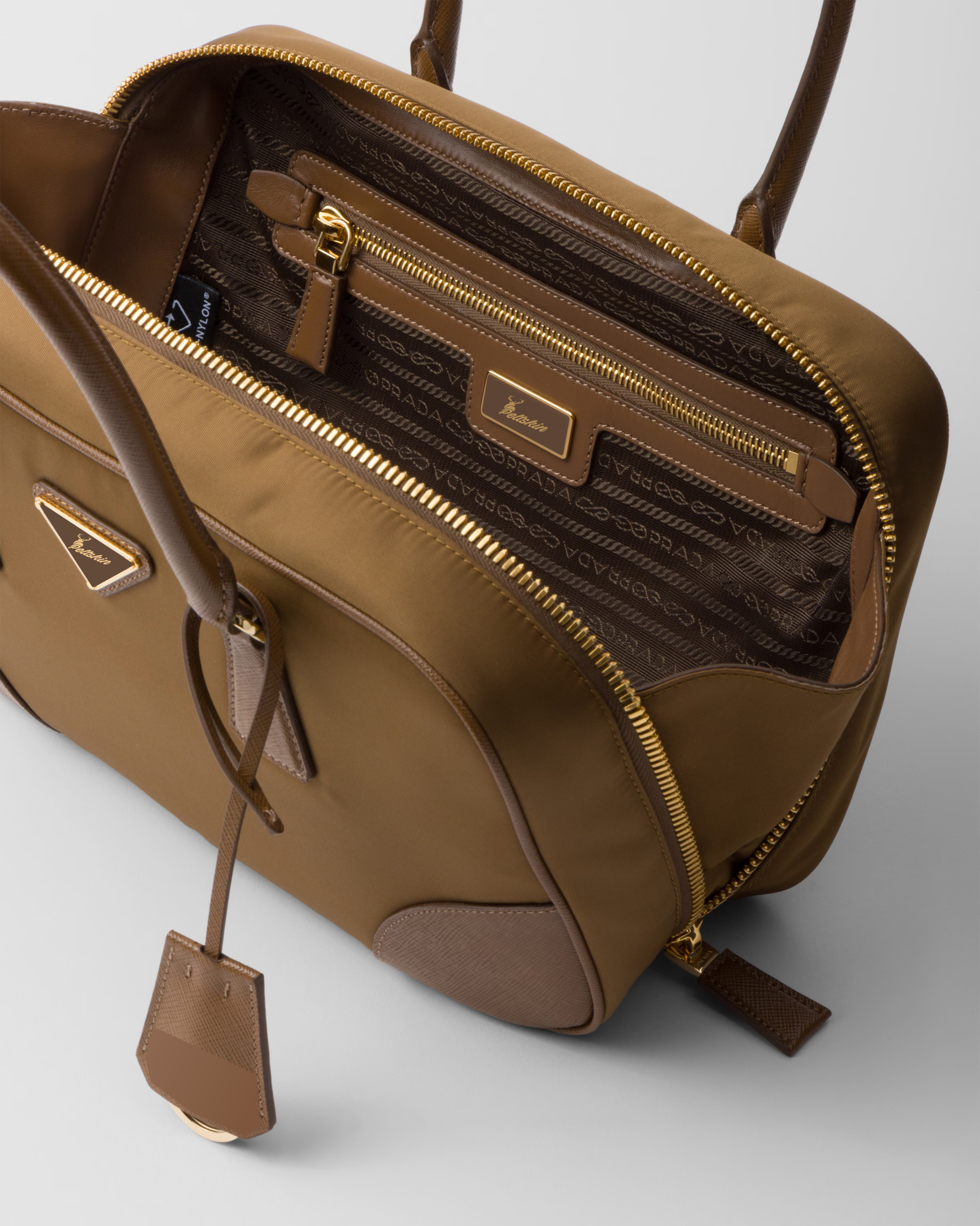 Peltskin Re-Edition 1978 Small Re-Nylon and Saffiano Leather Two-Handle Bag