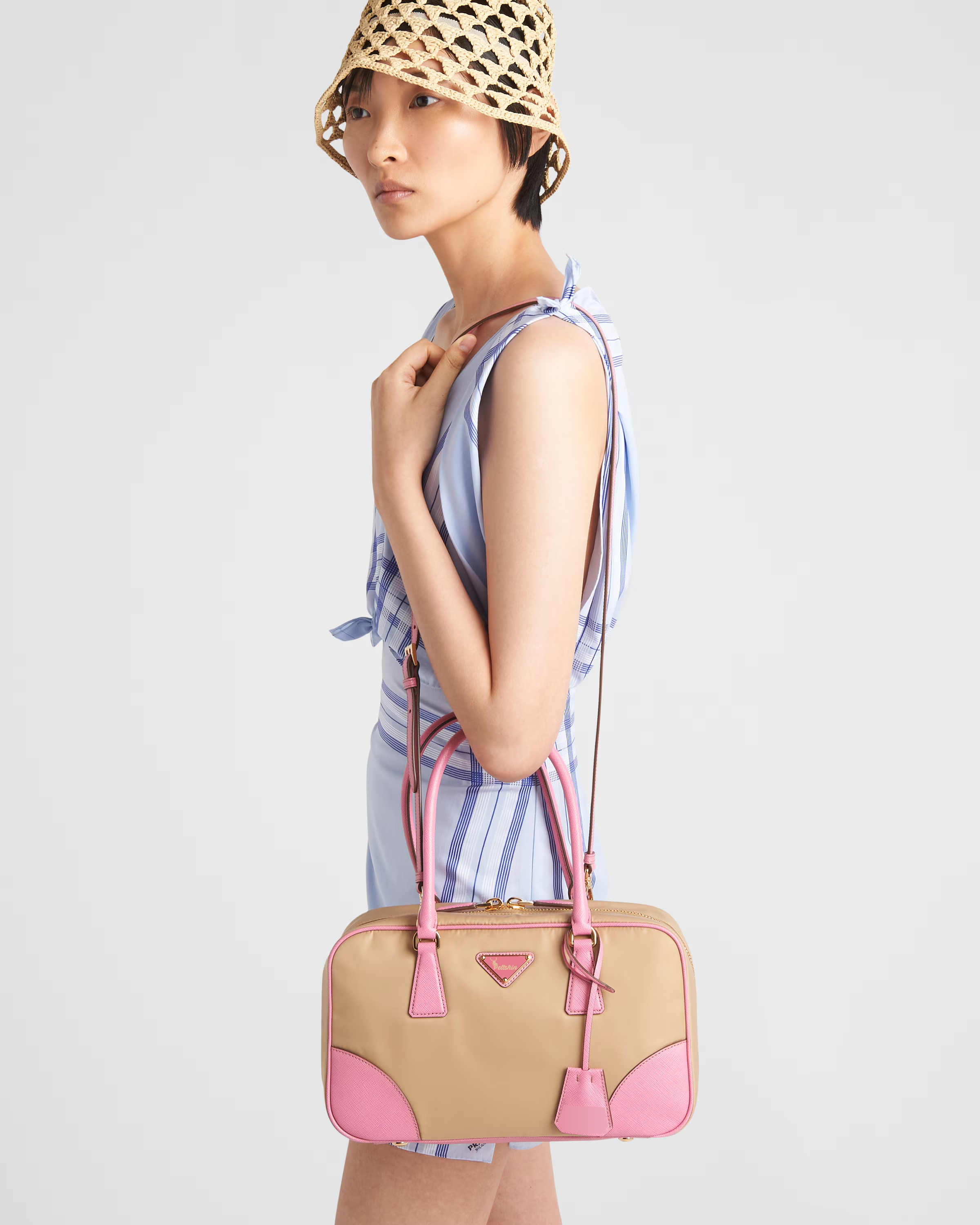 Peltskin Re-Edition 1978 Small Re-Nylon and Saffiano Leather Two-Handle Bag