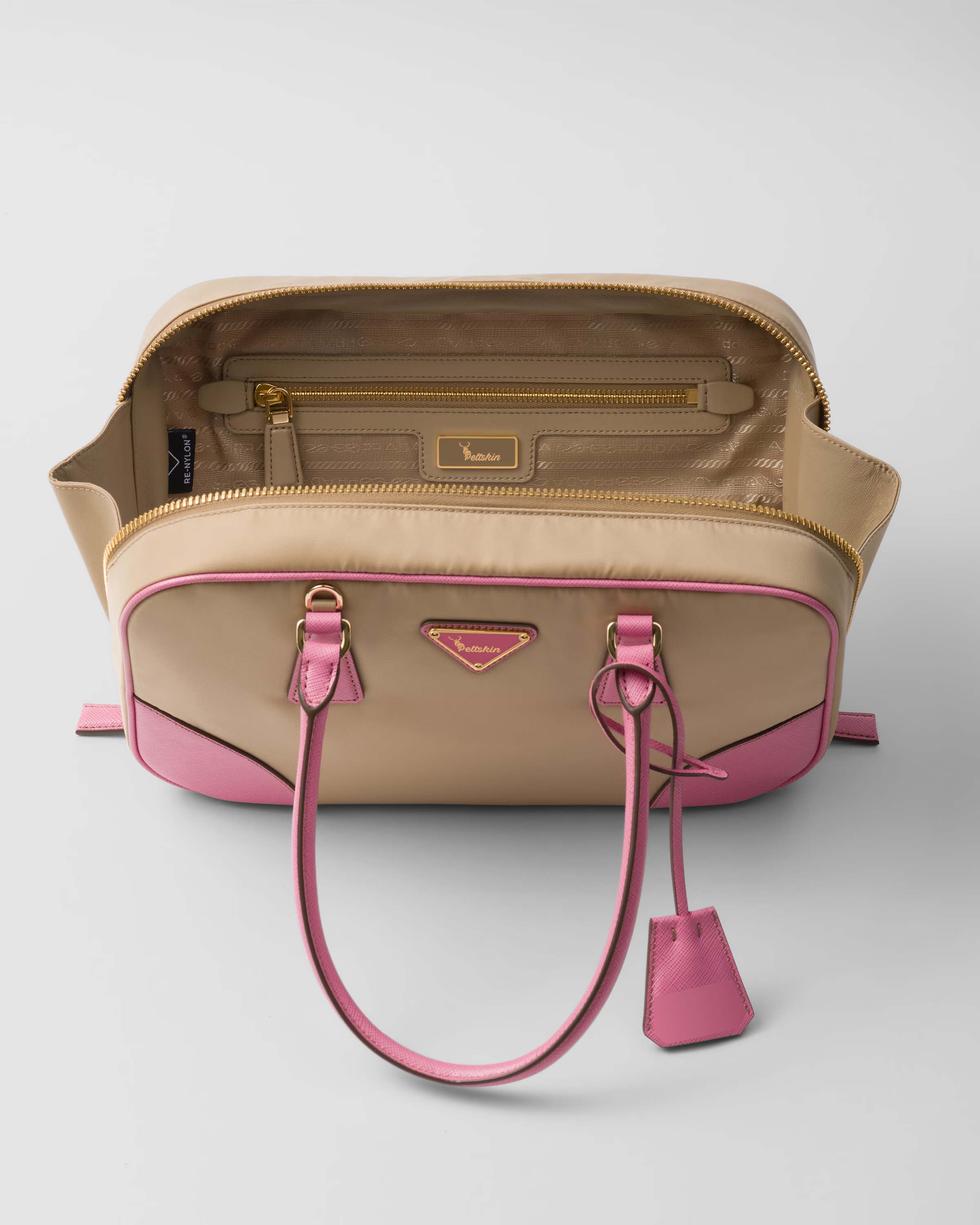 Peltskin Re-Edition 1978 Small Re-Nylon and Saffiano Leather Two-Handle Bag