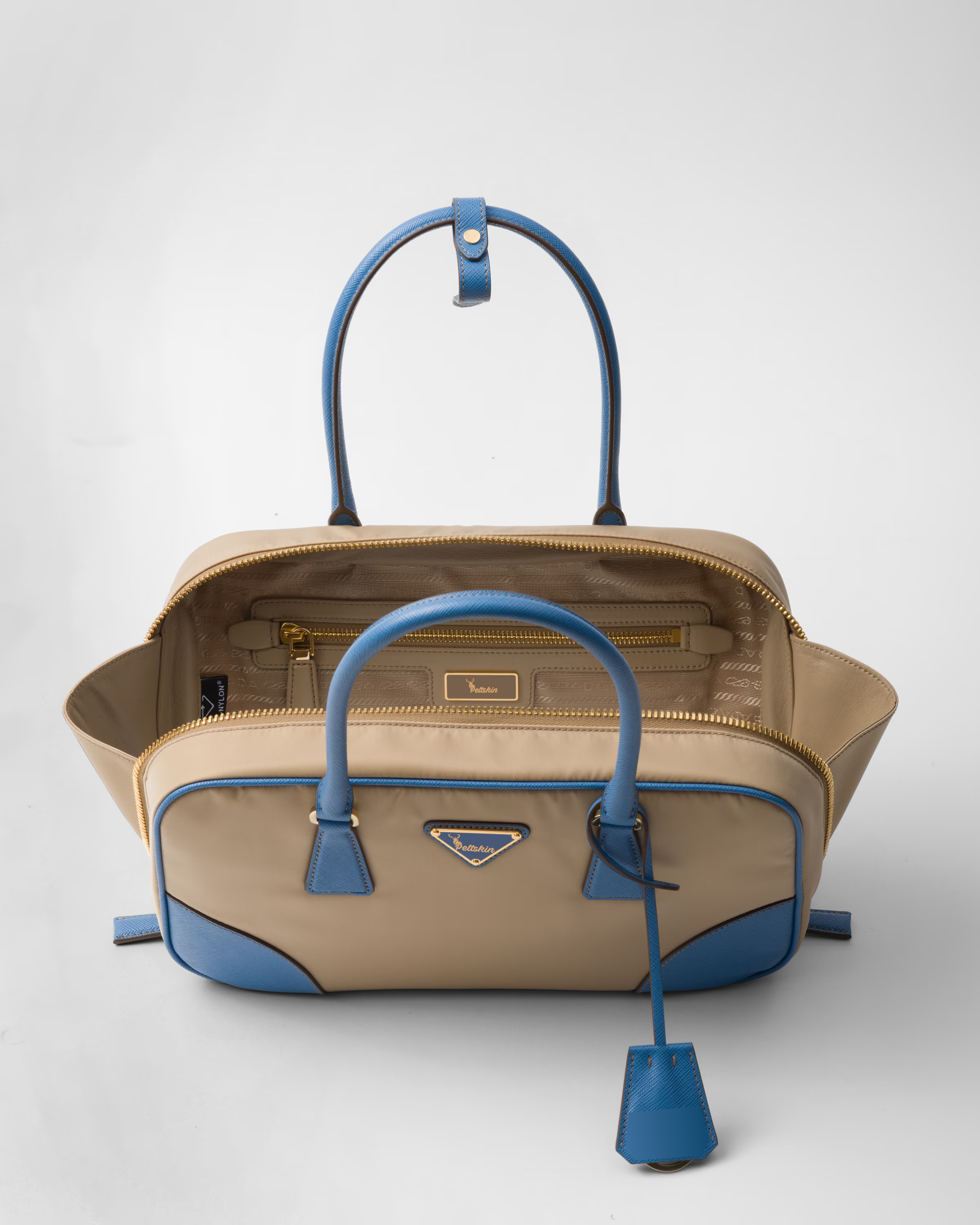 Peltskin Re-Edition 1978 Small Re-Nylon and Saffiano Leather Two-Handle Bag