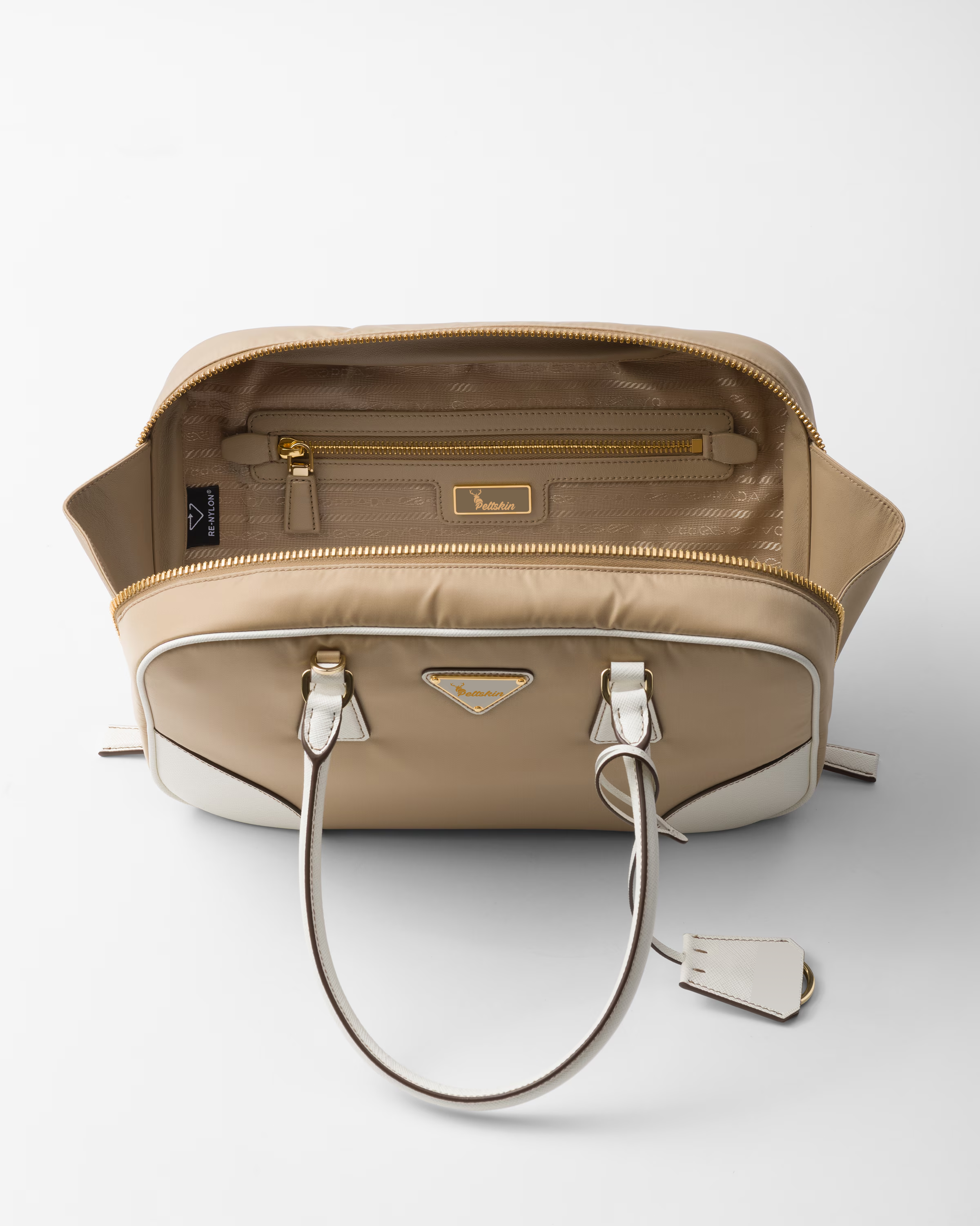 Peltskin Re-Edition 1978 Small Re-Nylon and Saffiano Leather Two-Handle Bag