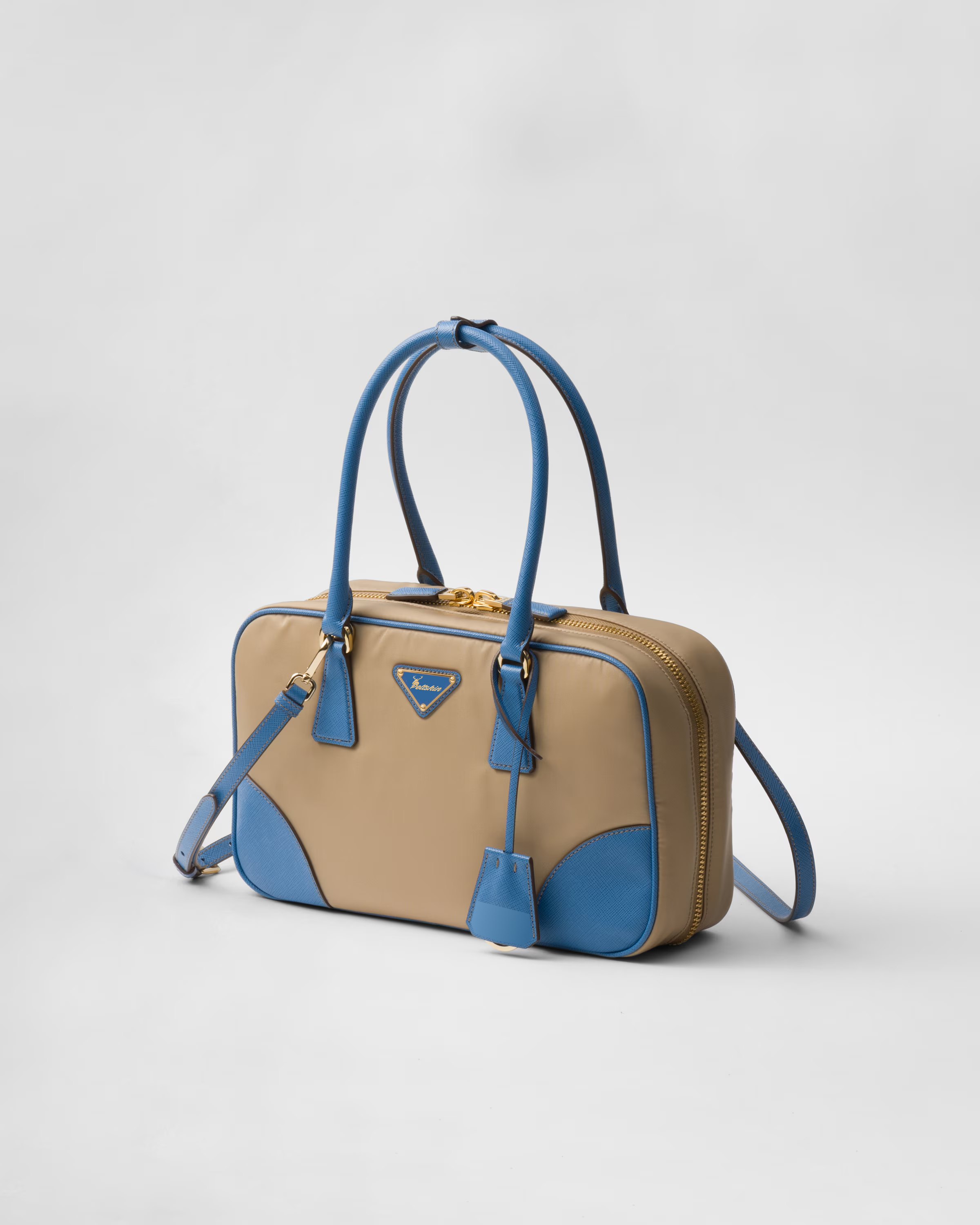 Peltskin Re-Edition 1978 Small Re-Nylon and Saffiano Leather Two-Handle Bag