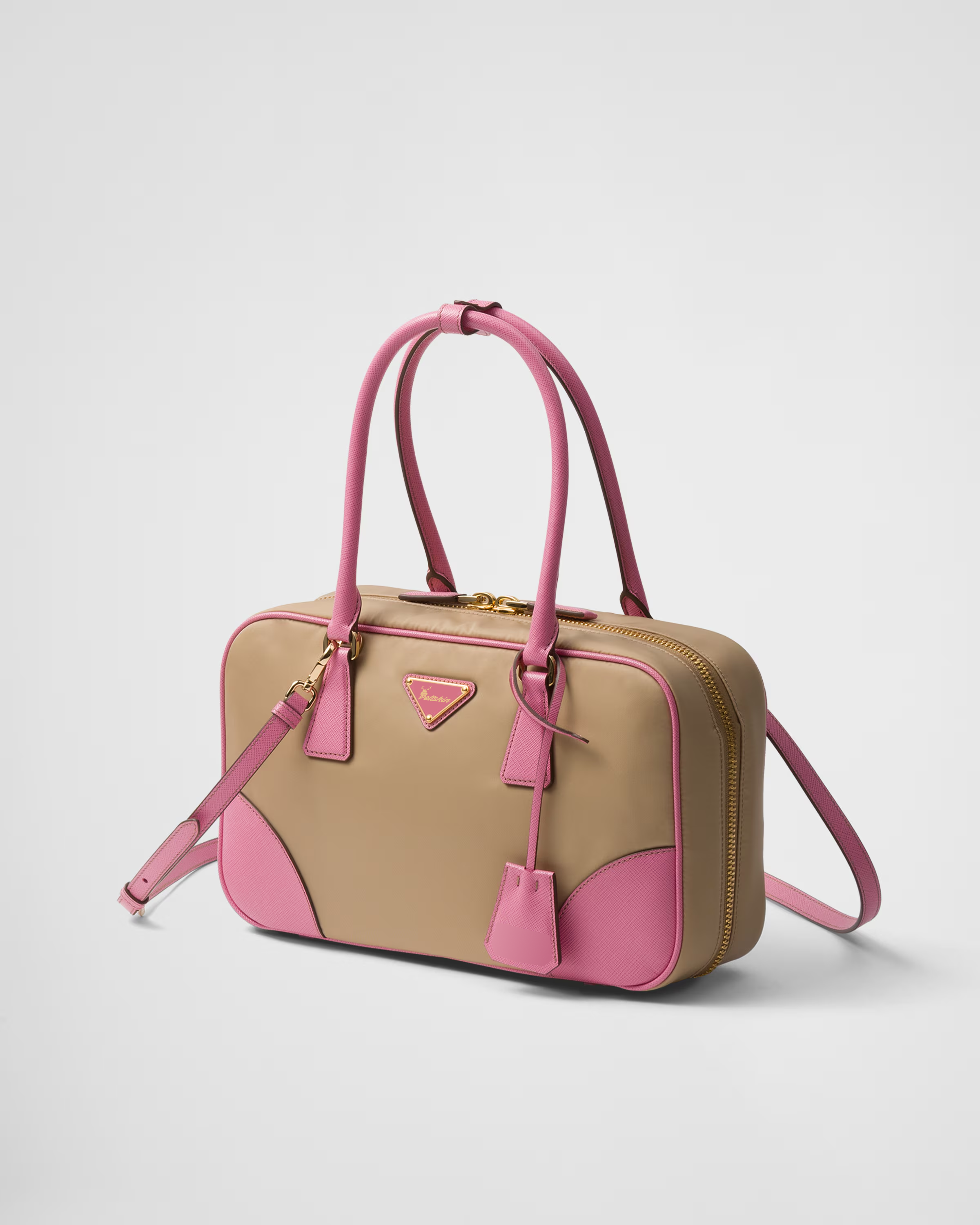 Peltskin Re-Edition 1978 Small Re-Nylon and Saffiano Leather Two-Handle Bag