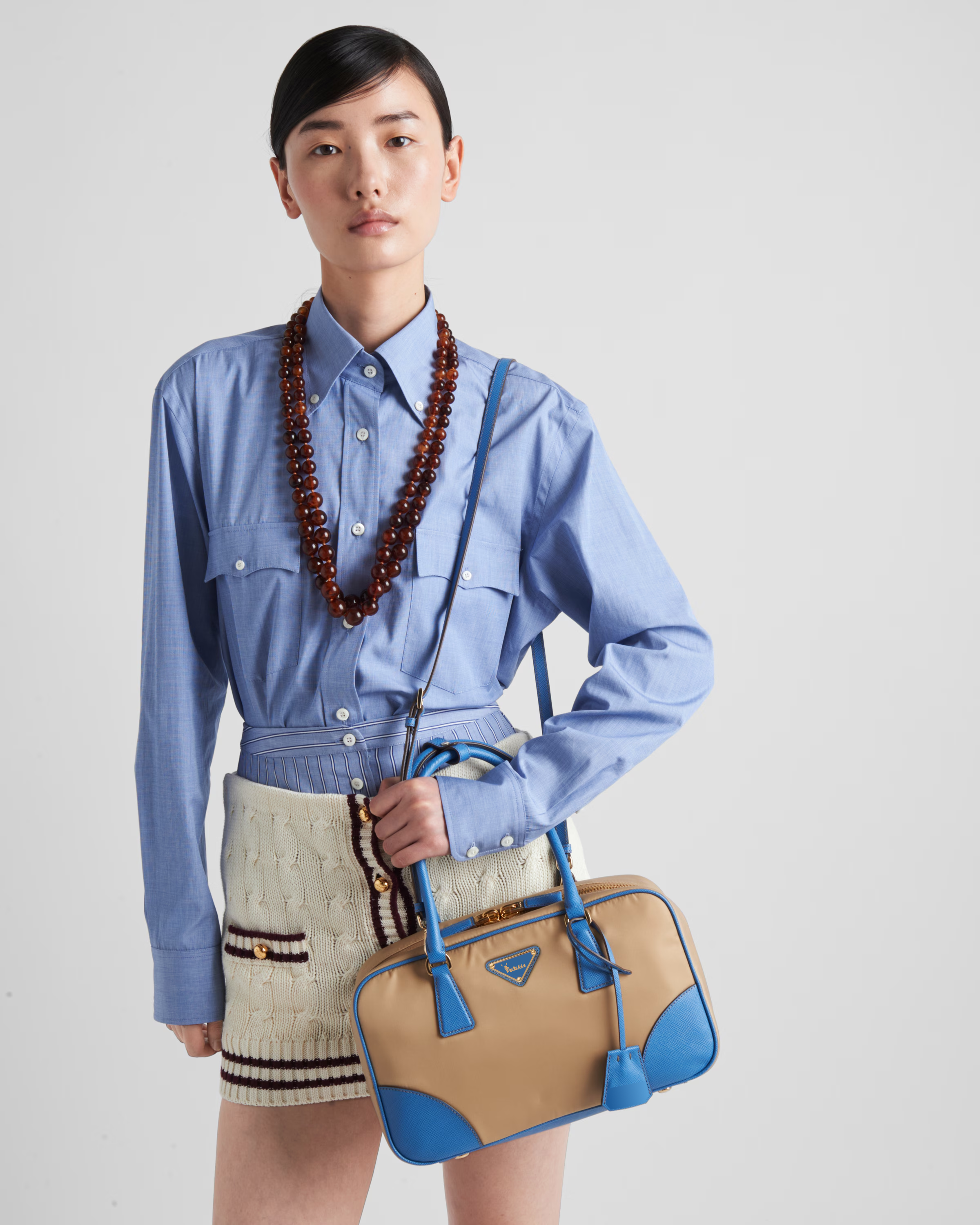 Peltskin Re-Edition 1978 Small Re-Nylon and Saffiano Leather Two-Handle Bag