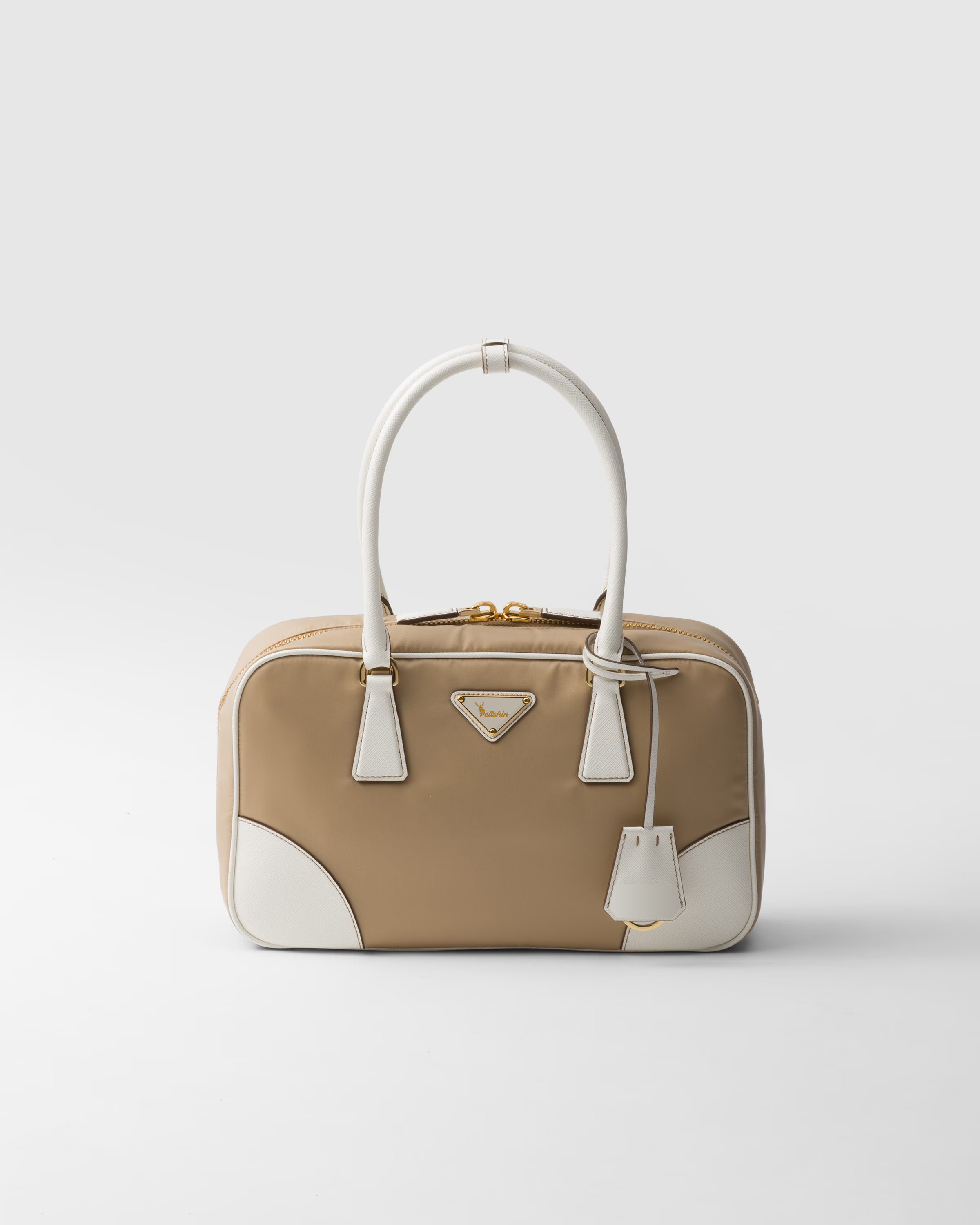 Peltskin Re-Edition 1978 Small Re-Nylon and Saffiano Leather Two-Handle Bag